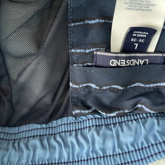 Lands' End Men's 6" Volley Swim Trunks Bundle Navy Printed and Red Size Large - Picture 7 of 7